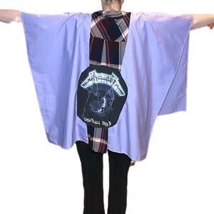 Metallica poncho up cycle purple plaid cotton sides one size